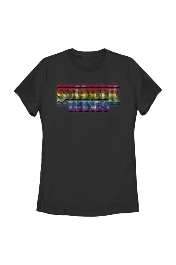 Netflix Women's Stranger Things Sparkling Rainbow Logo Graphic T-Shirt