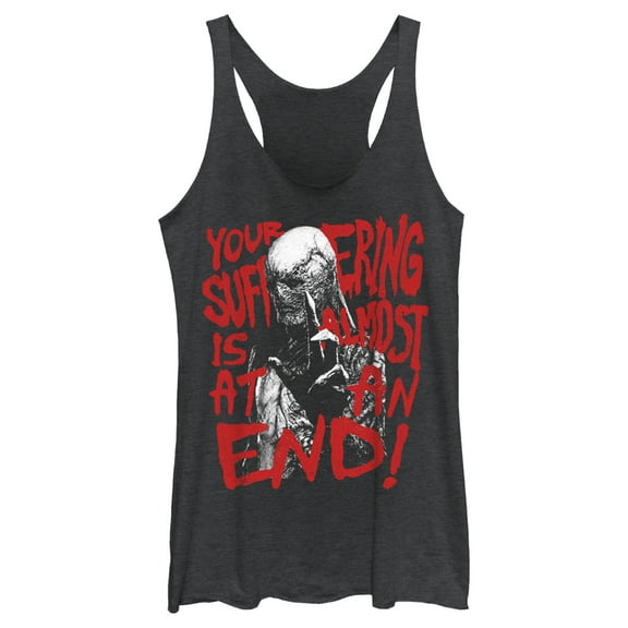 Netflix Women's Stranger Things Vecna Suffering Almost At An End Racerback Tank Top Black Heather Small