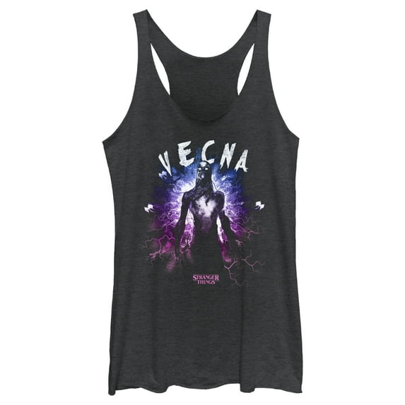 Netflix Women's Stranger Things Vecna The Upside Down Monster Racerback Tank Top Black Heather Medium