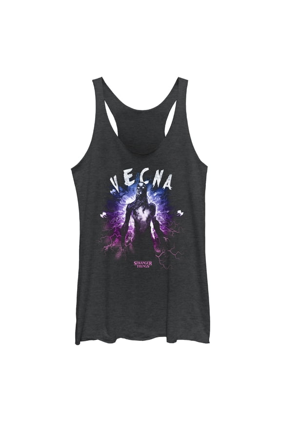 Netflix Women's Stranger Things Vecna The Upside Down Monster Racerback Tank Top Black Heather Small