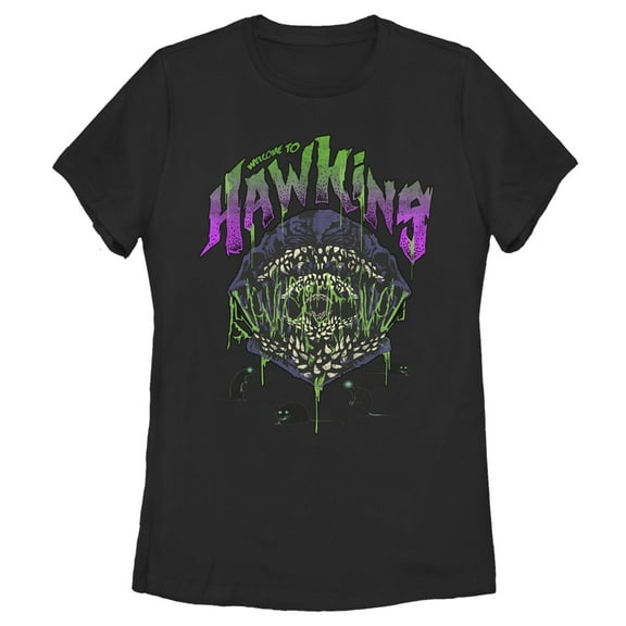 Netflix Women's Stranger Things Welcome to Hawkins Monster Graphic T-Shirt