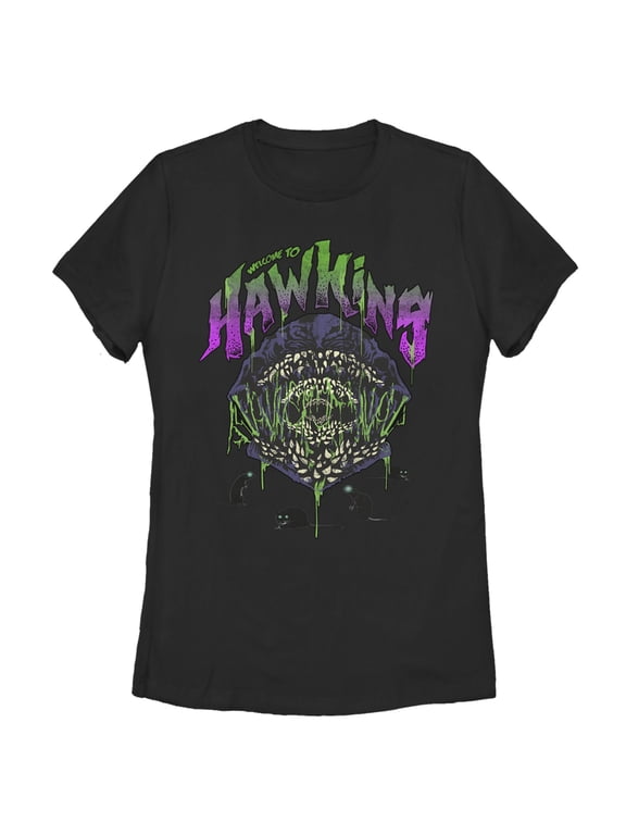 Netflix Women's Stranger Things Welcome to Hawkins Monster Graphic T-Shirt