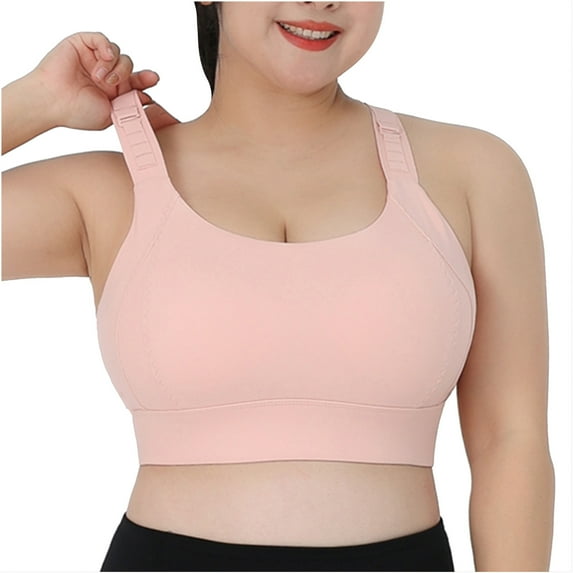 Women's Strap Large Size Sports Underwear Women's One-piece Bra Shockproof Yoga Clothes Pair Breast Fitness Bra On Pink 14(XXXL)