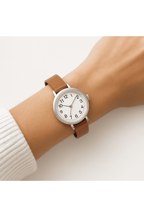 Women's Strap Watch - Silver/Brown: Quartz Movement, Alloy Case, Gift Ideas