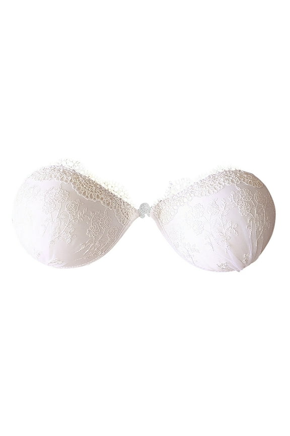 Women's Strapless Backless Bra Self Reusable Sticky Push Up Bra Non Maximum Support Sports Bra Back Less Bra Sports Bras for Women Non Removable Pads Seamless Sports Bra Woman Bras 36 C Womens Bra