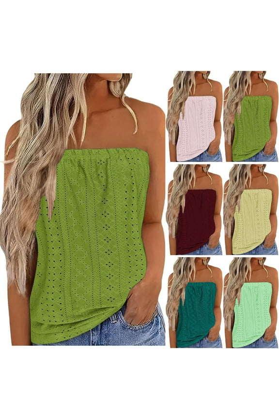 Women's Strapless Bandeau Tank Summer Casual Sleeveless Shirt Blouse Tops Comfortable Lightweight Breathable Beachwear Vacation Wear | CSEONE,Pink XL
