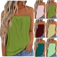 thumbnail image 1 of Women's Strapless Bandeau Tank Top Shirt Blouse, Sleeveless Summer Casual Solid Color Comfortable Tops for Vacation Beach Party Night Out Fashion Essential Gift for Women, 1 of 7