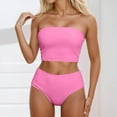 thumbnail image 1 of Women's Strapless Bikini Set Off The Shoulder Two Piece Swimsuit High Waisted High Slit Swimsuit Swim Bras for Women Women Bathing Suits plus Size Bathing Suits for Senior Women Sports Swimsuits for, 1 of 5