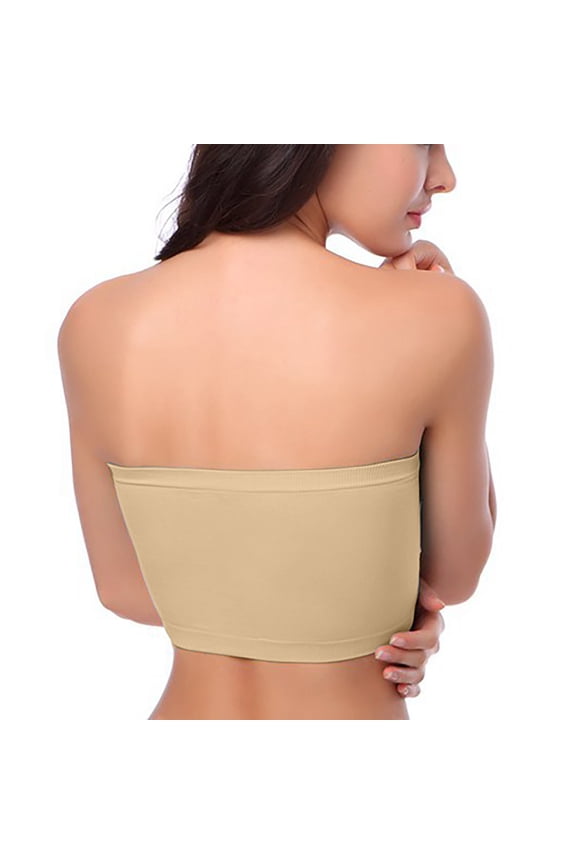 Women's Strapless Bra Bandeau Seamless Invisible Bras Wire-Free Anti-Slip Push Up Bras Brassiere for Big Busted Women