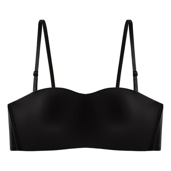 Women's Strapless Bra Comfortable Sexy Adjustable Non Breathable Fixed Cup Gathered Design Wrapped Support for Everyday Wear