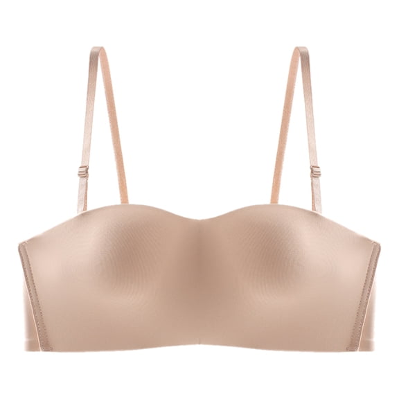 Women's Strapless Bra Comfortable Sexy Adjustable Non Breathable Fixed Cup Gathered Design Wrapped Support for Everyday Wear