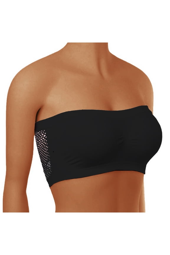 Women's Strapless Bra Gathering Bra Wrap Bra for Single Shoulder Tops Off Shoulder Evening Dress Underwear Black L