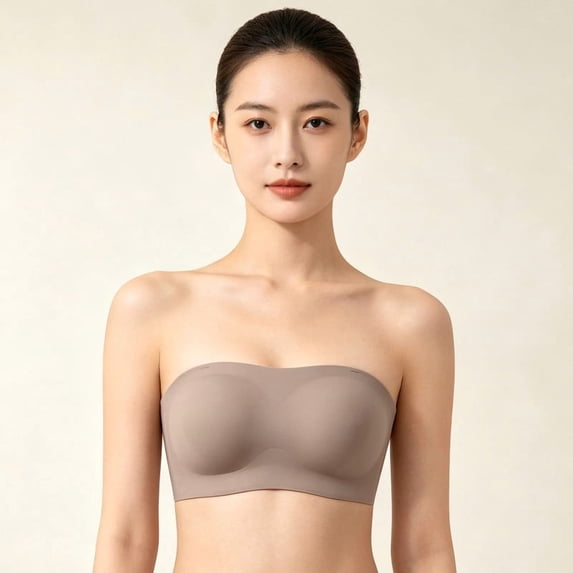 Women's Strapless Bra Non Slip With Supportive Bandeau Bra Seamless Wireless Comfort Tube Top Bra