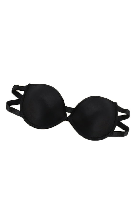 Women's Strapless Bra Sexy No Underwire Push Up Full Coverage Cup Bralette Wireless Strappy Lifting Minimizers, Black, M