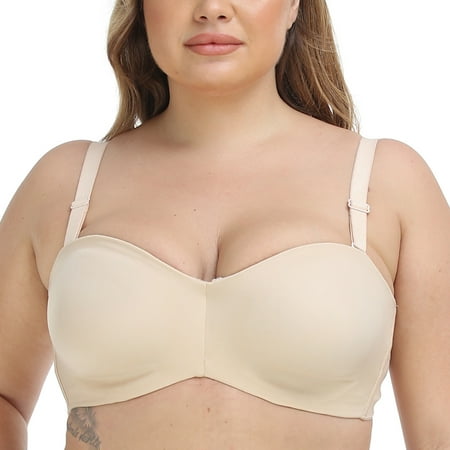 Women's Strapless Bra Underwire Contour Multiway Full Coverage Plus Size 38D