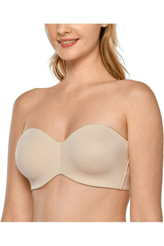 Women's Strapless Bra Unlined Underwire Minimizer Plus Size Support