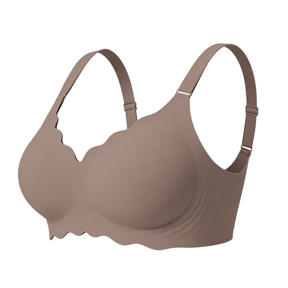 Women's Strapless Bras Scalloped Full Coverage Wirefree Soft Support Daily Bra Sports Bras for Women Gray XL