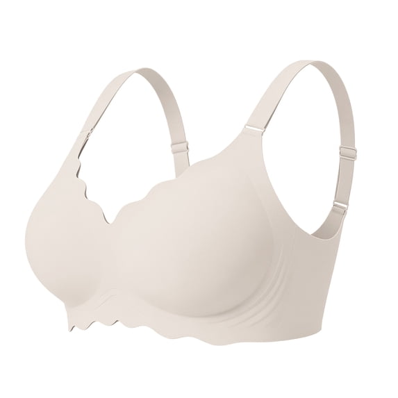 Women's Strapless Bras Scalloped Full Coverage Wirefree Soft Support Daily Bra Sports Bras for Women White L