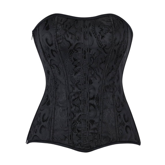 Women's Strapless Classic Corset Bustier Side Zipper Fishbone Waist Trainer Casual Vintage Cropped Halloween Tops Black S