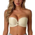 thumbnail image 1 of Women's Strapless Closure Push-Up Bra Padded Bandeau Bras Wavy Trim Seamless Bralette White S, 1 of 5