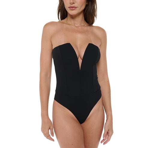 Women s Strapless Deep V Neck Bodysuit Sexy Body Suit Trendy Spring Summer 2024 Black Large Size Walmart