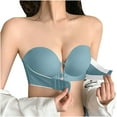 thumbnail image 1 of Women's Strapless Front Closure Bra Comfort Wireless Buttons Hem Bras Smooth Breathable Push up Bralettes, 1 of 5