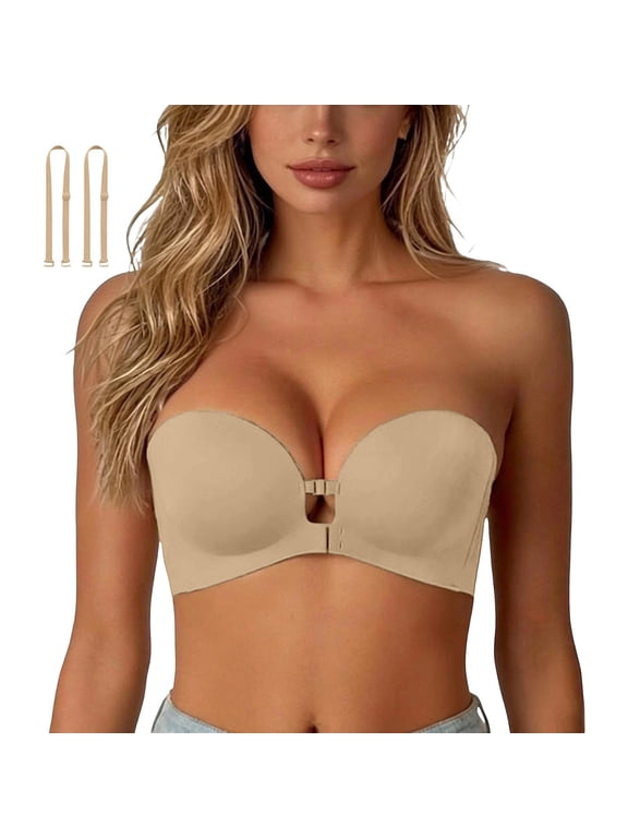 Women's Strapless Front Closure Shapewear Bralette, Backless Lift Underarm Smoothing Nonslip Foundation