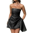 thumbnail image 1 of Women's Strapless Jacquard Mini Dress, Fit and Flare Graduation Party Cocktail Dress, 1 of 6