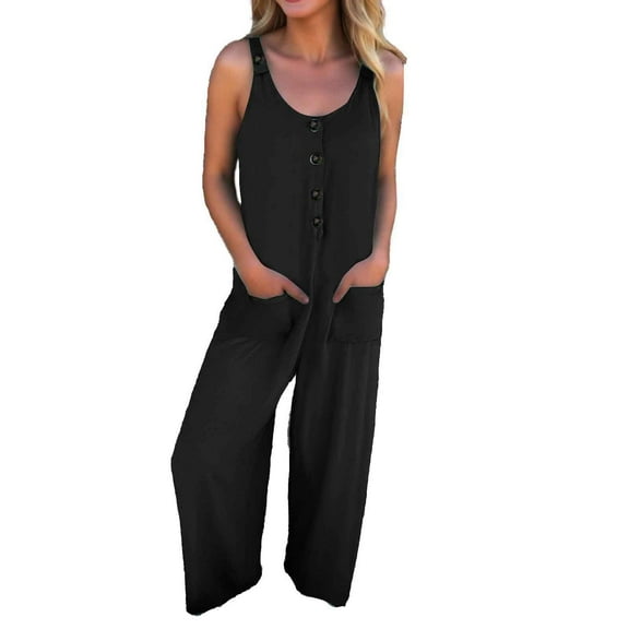 Women's Strapless Jumpsuit Casual Summer Wide Leg Romper with Pockets Boho Style Comfortable Overalls for Daily Wear
