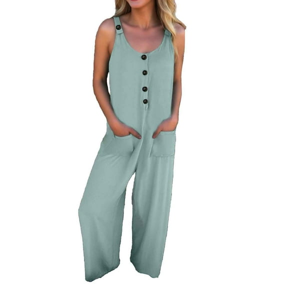 Women's Strapless Jumpsuit Casual Summer Wide Leg Romper with Pockets Boho Style Comfortable Overalls for Daily Wear