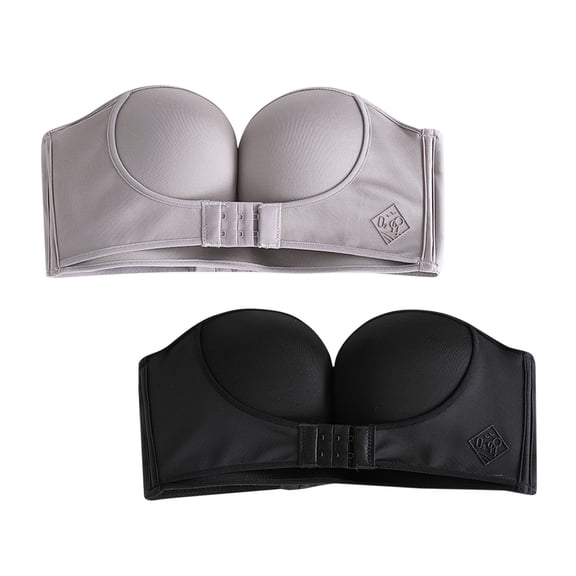 Women's Strapless Non Adjustable Seamless Comfort Bra Set for Everyday Wear and 2PCS