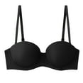 thumbnail image 1 of Women's Strapless Push Up Bra Underwire Padded T-Shirt Bra Wedding Bra(Black,32C), 1 of 7