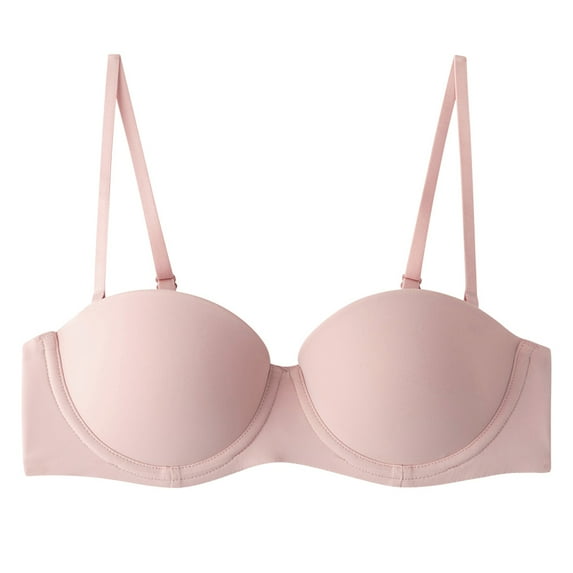 Women's Strapless Push Up Bra Underwire Padded T-Shirt Bra Wedding Bra(Pink,36C)