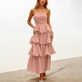 thumbnail image 1 of Women's Strapless Ruffle Tiered Maxi Dress Summer Elegant Bodycon Backless Flowy Gown Formal Evening Dress Casual Summer Dress Women Dressy Fall Dresses for Women Dresses for Women for Work Split, 1 of 5