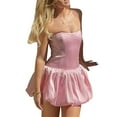 thumbnail image 1 of Women's Strapless Satin Pink A-Line Mini Dress – Off-Shoulder Short Prom  Homecoming Dress Formal Cocktail Outfit Christmas Gift, 1 of 6