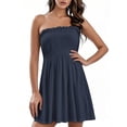 thumbnail image 1 of Women’s Strapless Smocked Mini Dress – Summer Casual Tube Top Ruffle Hem Sundress for Beach, Party, Vacation, and Daily Wear, 1 of 5