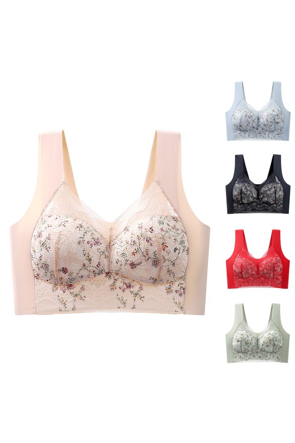 Women's Strapless Sports Bra Printed Plus Size Lingerie, Big Chest Minimizer Gathering Underwear, Thin Design Beautiful Back Bralette, Wireless Seamless Fitness Bandeau, Supportive Gym Yoga Bra