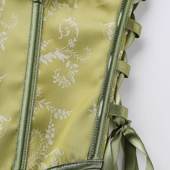 Women's Strapless Vintage Floral Corset Bustier Side Lace up Cute Waist Cincher Renaissance Bodysuit Tops Green M