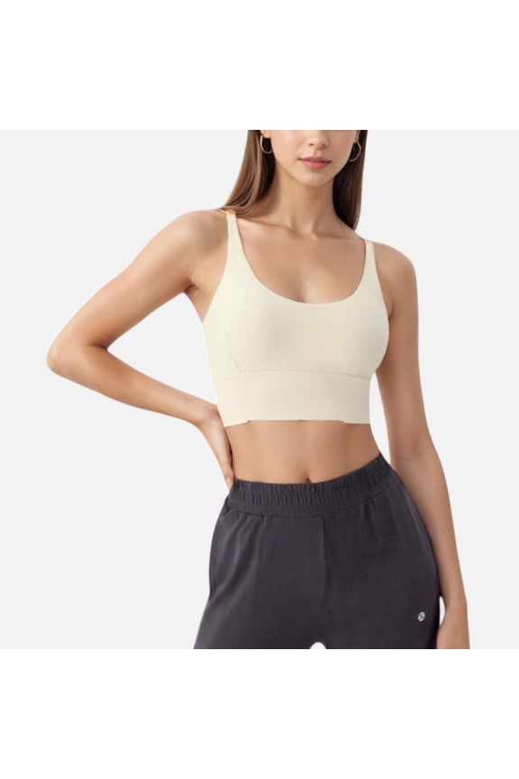 Women's Strappy Back Sports Bra with Contrast Detail and Scoop Neck - X Large, White