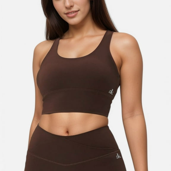 Women's Strappy Back Sports Bra with High Support - Small, Brown