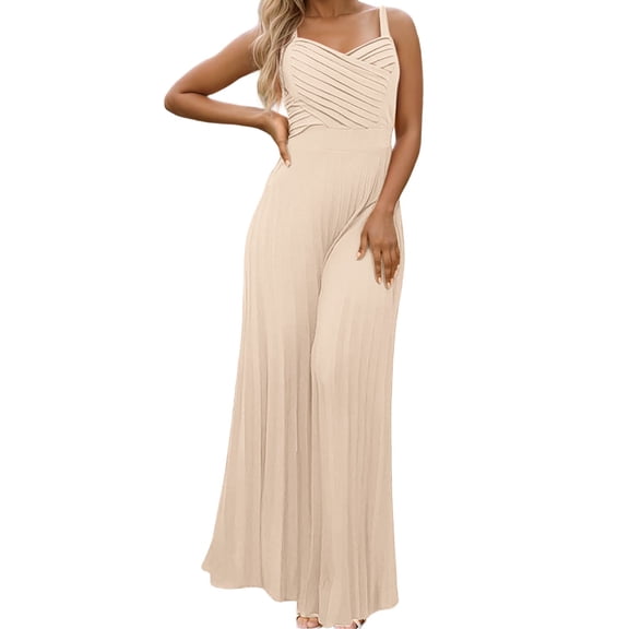 Women's Strappy Backless Jumpsuit Elegant Sleeveless Romper Casual Summer Outfit Formal Wear Comfortable Pure Color