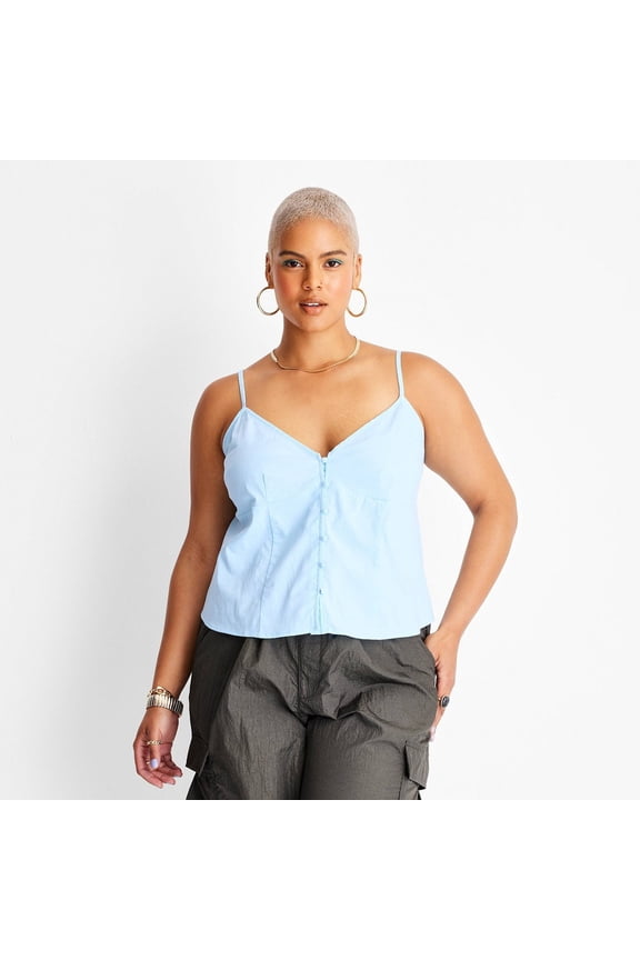 Women's Strappy Button-Front Cami - Future Collective with Alani Noelle Blue 4X