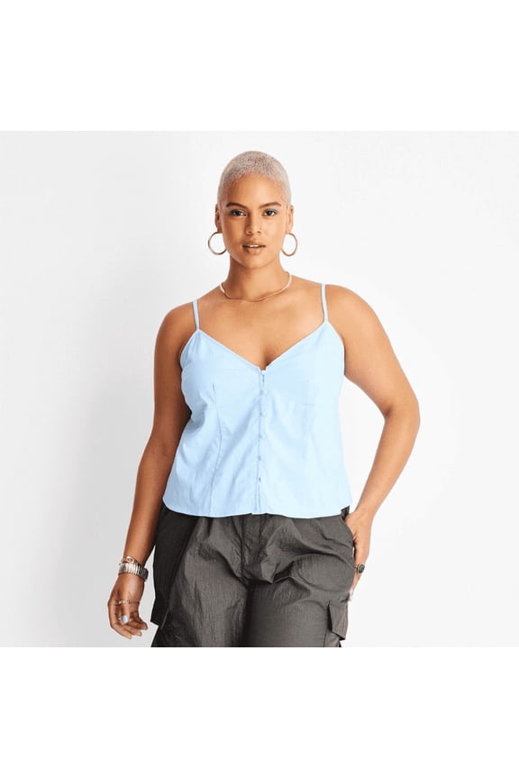 Women's Strappy Button-Front Cami - Future Collective with Alani Noelle Blue XXL