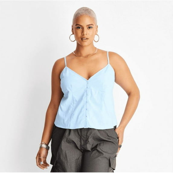 Women's Strappy Button-Front Cami - Future Collective with Alani Noelle Blue XXL