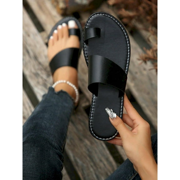 Women's Strappy Flat Sandals, Open Toe Anti-Slip Beach Shoes for Casual Outdoor Wear
