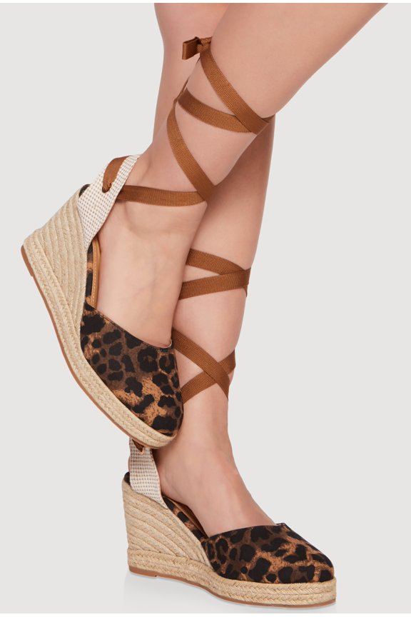 Women's Strappy Lace Up Espadrille Wedges