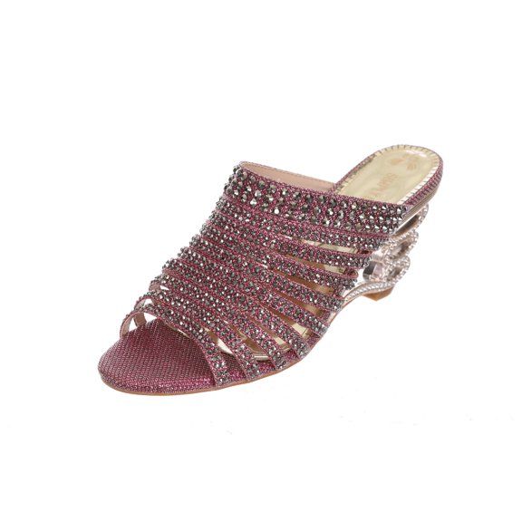 Women's Strappy Rhinestone Slide Dress Sandal-PURPLE-6