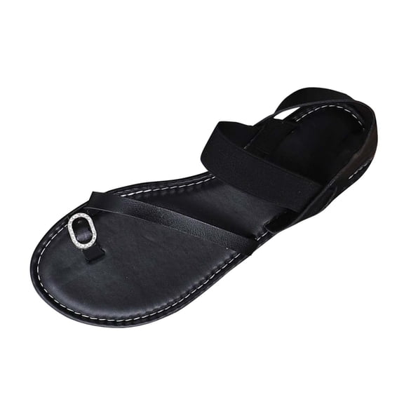 Women’s Strappy Sandal Toe Loop Flat with Adjustable Ankle Strap & Cushioned Footbed Women's Fashion Casual Open Toe Cool Clip Toe Summer Style Fashion Casual Sweet Style Roman Flat Sandals