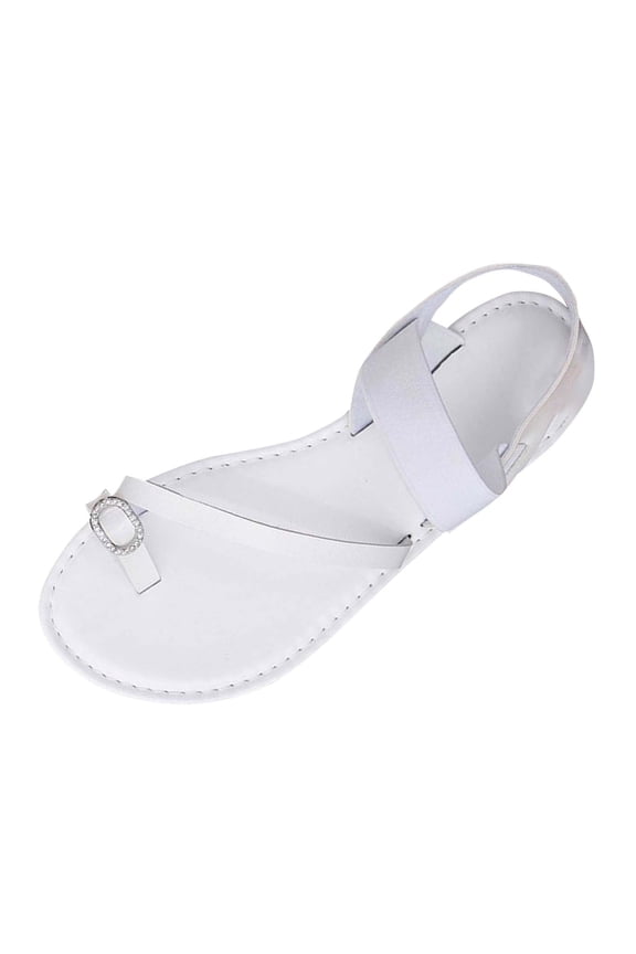 Women’s Strappy Sandal Toe Loop Flat with Adjustable Ankle Strap & Cushioned Footbed Women's Fashion Casual Open Toe Cool Clip Toe Summer Style Fashion Casual Sweet Style Roman Flat Sandals