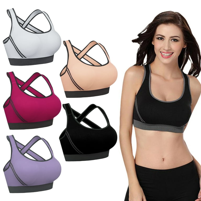 Women's Strappy Sports Bra Criss Cross Back Crop Tank Top Padded Fitness  Workout Tops Yoga Bras Fresh And Fun New Look